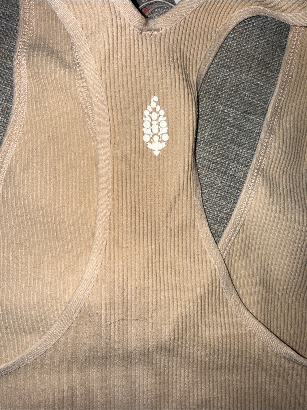 Ribbed Racerback Crop Tank - Tan - Picture 5 of 5
